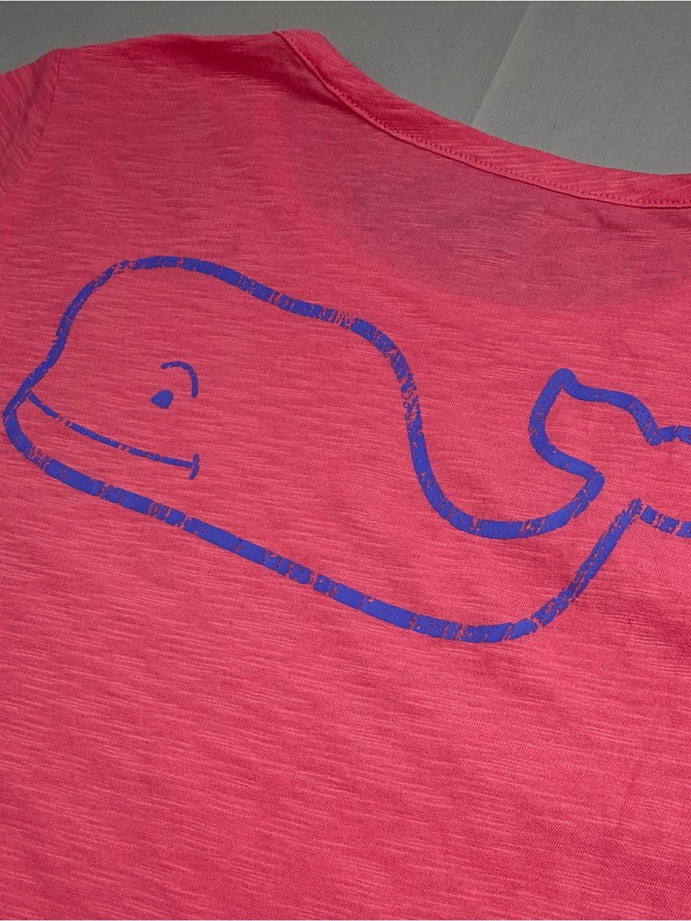 Vineyard Vines Coral Pink Long-Sleeve Tee with Blue Whale Graphic - Picture 3 of 5
